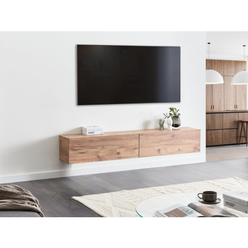 Beliani Wall Mounted TV Stand GLADSTONE Brown 1