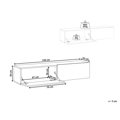 Beliani Wall Mounted TV Stand GLADSTONE Brown/ White 2