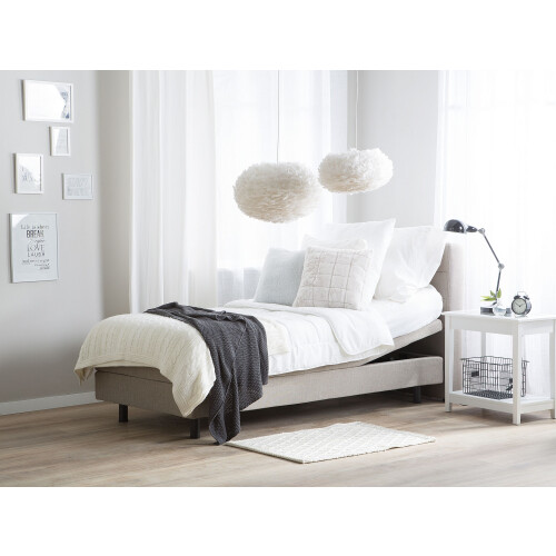 Beliani Adjustable Bed Fabric DUKE 80 x 200 cm (EU Small Single) Beige 1