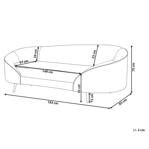 Beliani Sofa 2 Seater SAVAR Velvet Light Beige 2