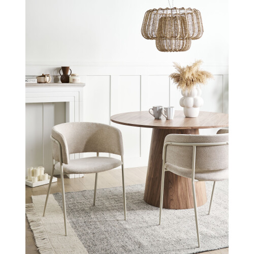 Beliani Set of 2 Dining Chairs SPRINGER Chenille Light Beige 1