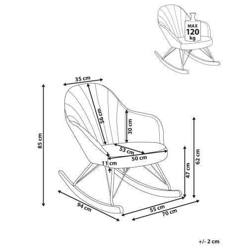 Beliani Rocking Chair SKALE Fabric Off-White 2