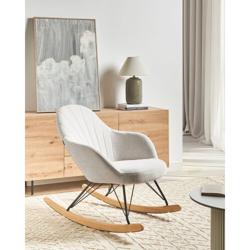 Beliani Rocking Chair SKALE Fabric Off-White 1
