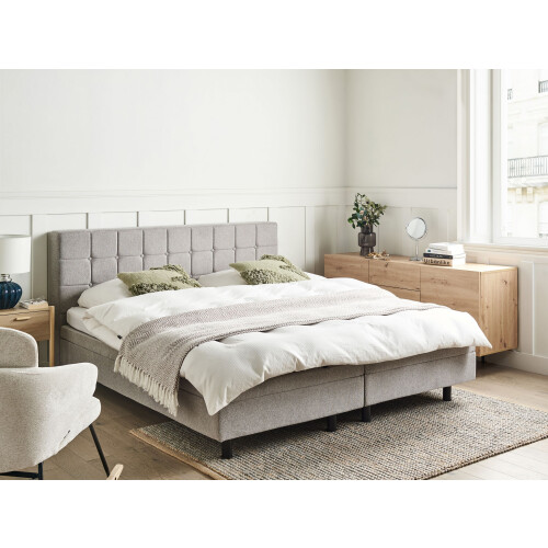 Beliani Adjustable Bed Fabric DUKE 180 x 200 cm (EU Super King) Light Grey 1