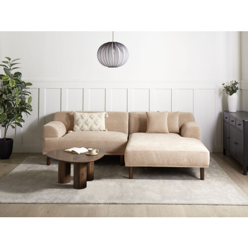 Beliani Corner Sofa 3 Seater HOLT Fabric Beige Left Hand 1