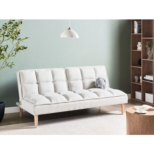 Beliani Sofa Bed 3 Seater SILJAN Fabric Off-White 1