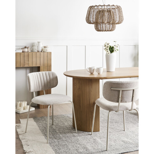 Beliani Set of 2 Dining Chairs IRINS Chenille Light Beige 1