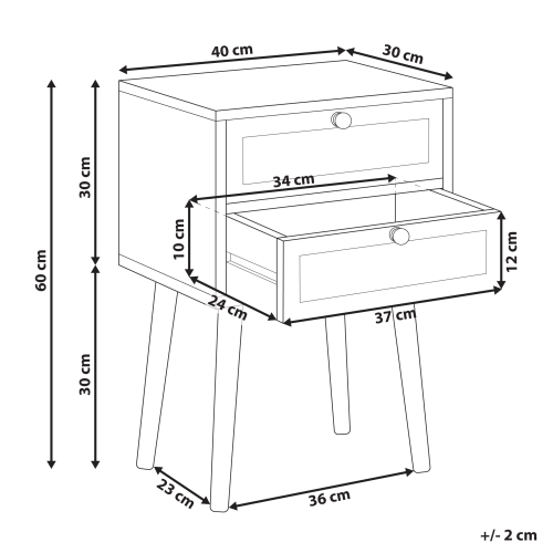 Beliani Bedside Table BUTTE Light Brown 2