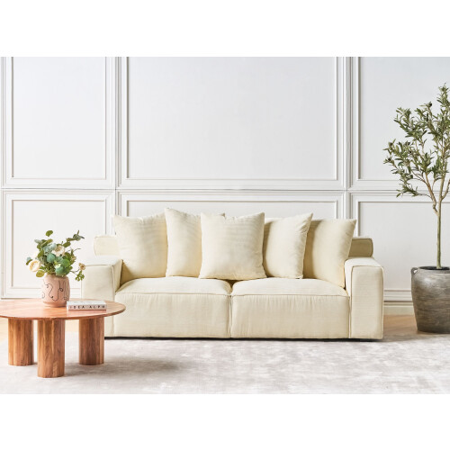 Beliani Sofa 3 Seater VISKAN Corduroy Light Beige 1