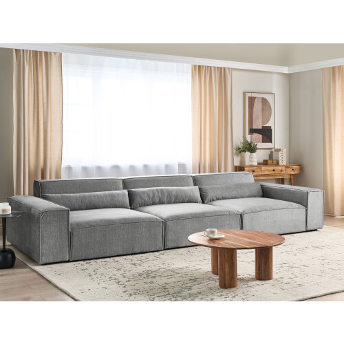 Beliani Modular Sofa 3 Seater HELLNAR Fabric Grey 1