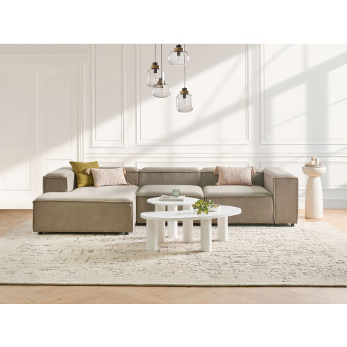 Beliani Modular Corner Sofa 4 Seater ARDAL Corduroy Light Brown Right Hand 1