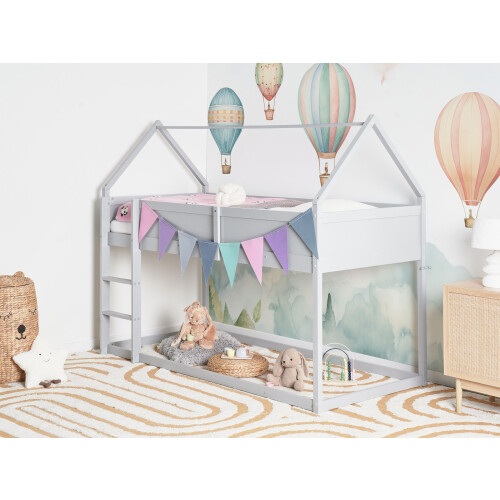 Beliani Mid Sleeper Bed House Pine Wood DIENNE 90 x 200 cm (EU Single) Grey 1