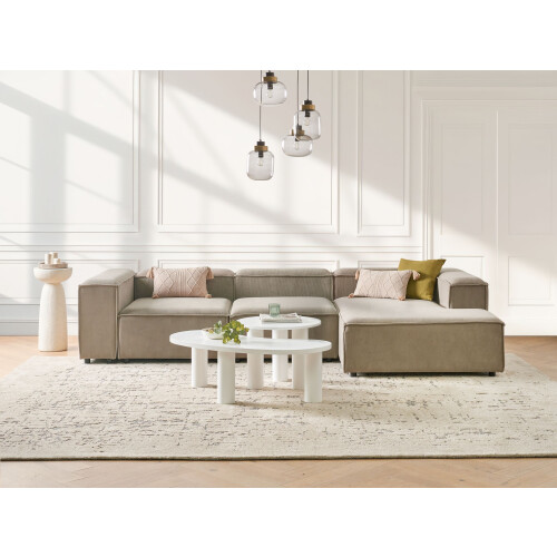Beliani Modular Corner Sofa 4 Seater ARDAL Left Hand Light Brown Corduroy 1