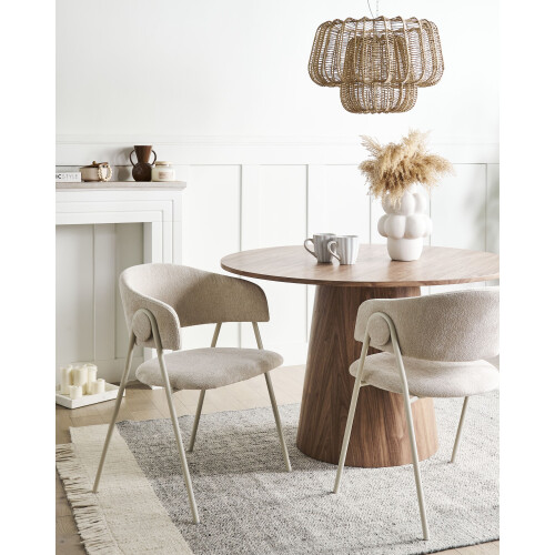 Beliani Set of 2 Dining Chairs ALANSON Chenille Light Beige 1