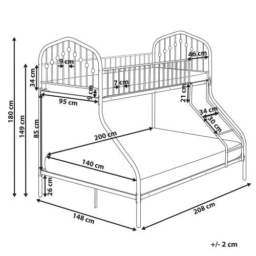 Beliani Bunk Bed Metal CHAMONIX 90/140 x 200 cm White 2