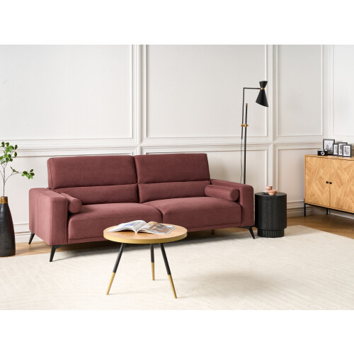 Beliani Sofa 3 Seater ANGE Fabric Burgundy 1