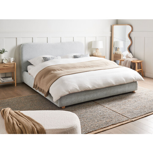 Beliani Ottoman Bed BLAGNAC Fabric Light Grey 160 x 200 cm (EU King Size) 1