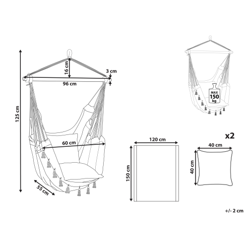 Beliani Hanging Chair VARENA Cotton Blue 2