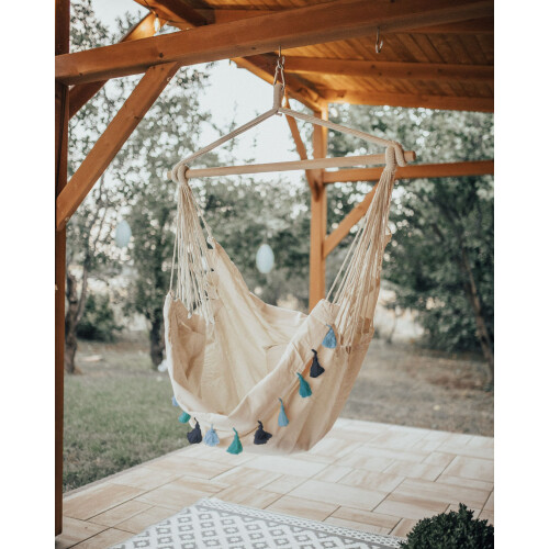 Beliani Hanging Chair VARENA Cotton Blue 1
