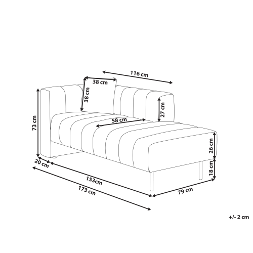 Beliani Left-Hand Chaise Longue LANNILS Fabric Off-White 2
