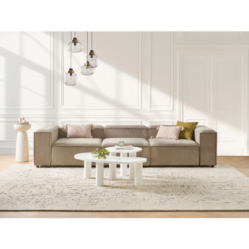 Beliani Modular Sofa 3 Seater ARDAL Corduroy Light Brown 1