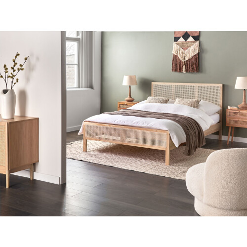 Beliani Bed Pine Wood SALERNAS 140 x 200 cm (EU Double) Light Brown 1