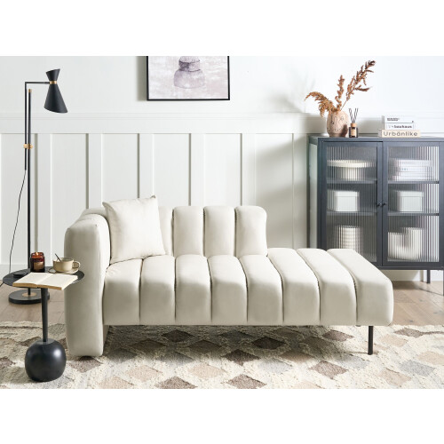 Beliani Left-Hand Chaise Longue LANNILS Fabric Light Beige 1
