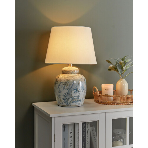 Beliani Table Lamp JAMAPA Porcelain White/ Blue 1