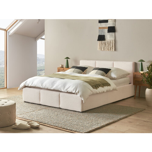 Beliani Ottoman Bed BOUSSE Boucle Off-White 140 x 200 cm (EU Double) 1