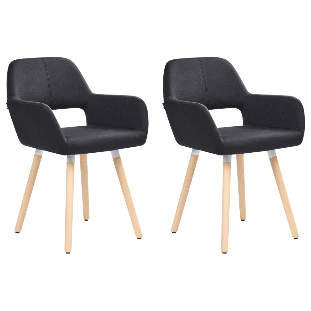 Set of 2 Dining Chairs CHICAGO Fabric Black