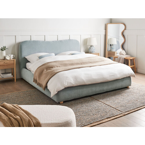 Beliani Ottoman Bed BLAGNAC Chenille Light Blue 160 x 200 cm (EU King Size) 1