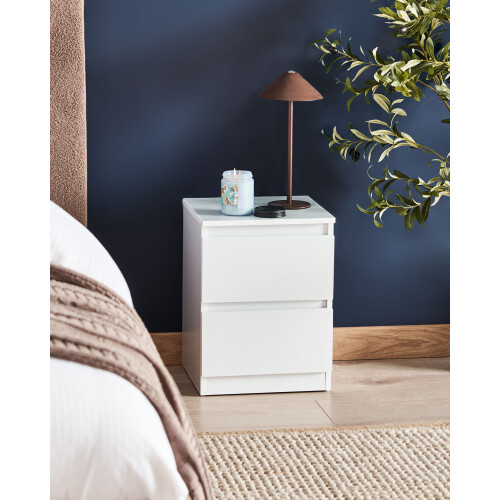 Beliani 2 Drawer Bedside Table WINNIPEG White 1