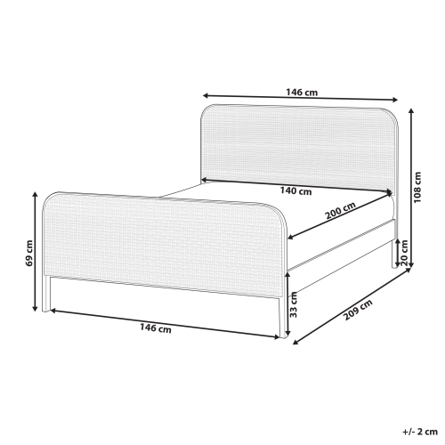 Beliani Bed Pine Wood GONFARON 140 x 200 cm (EU Double) Light Brown 2