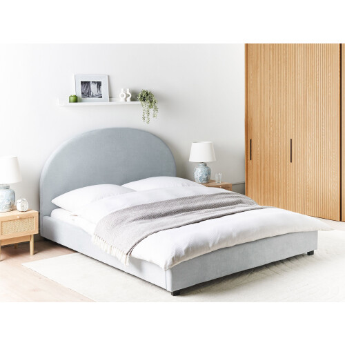 Beliani Bed Chenille VAUCLUSE 140 x 200 cm (EU Double) Light Blue 1