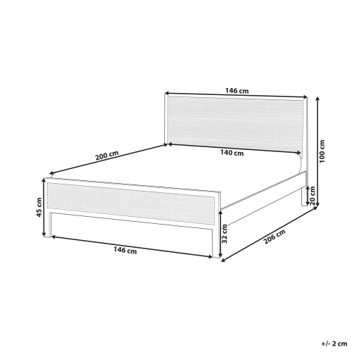 Beliani Bed Pine Wood SALERNAS 140 x 200 cm (EU Double) Light Brown 2