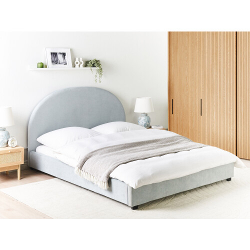 Beliani Bed Chenille VAUCLUSE 160 x 200 cm (EU King Size) Light Blue 1