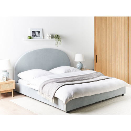 Beliani Bed Chenille VAUCLUSE 180 x 200 cm (EU Super King) Light Blue 1