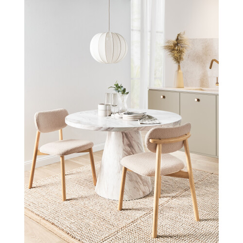 Beliani Set of 2 Dining Chairs MILLS Boucle Light Brown/Light Beige 1