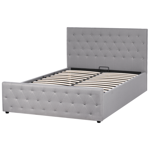 Beliani Ottoman Bed AMIENS Fabric Light Grey 140 x 200 cm (EU Double) 2