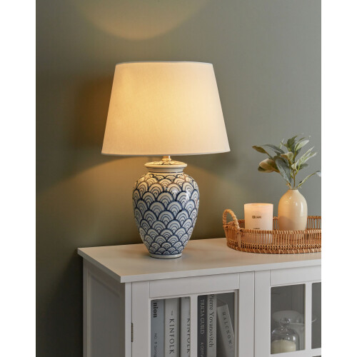 Beliani Table Lamp JAUCA Porcelain White/ Blue 1