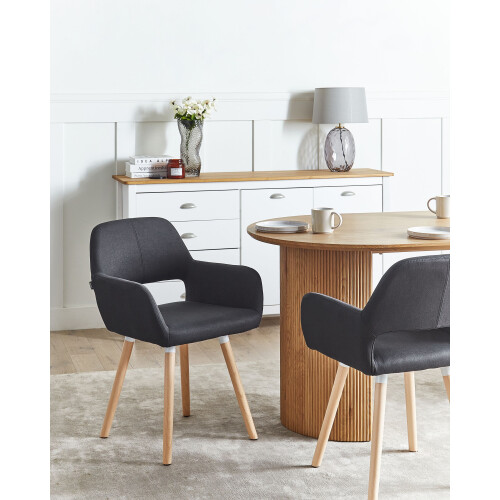 Beliani Set of 2 Dining Chairs CHICAGO Fabric Black 1