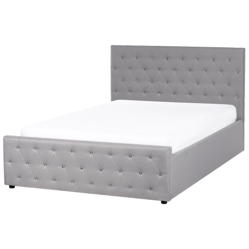 Beliani Ottoman Bed AMIENS Fabric Light Grey 140 x 200 cm (EU Double) 1