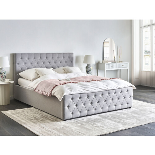 Beliani Ottoman Bed AMIENS Fabric Light Grey 160 x 200 cm (EU King Size) 2
