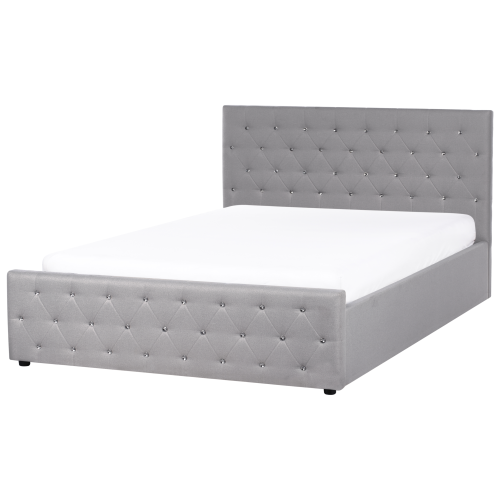 Beliani Ottoman Bed AMIENS Fabric Light Grey 160 x 200 cm (EU King Size) 1