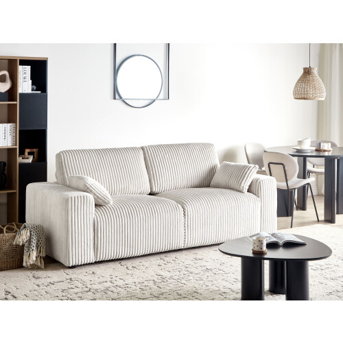 Beliani Sofa 3 Seater SANDORA Corduroy Off-White 1