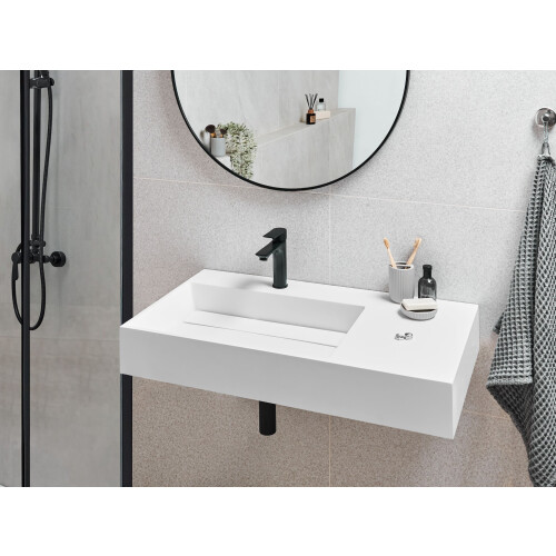 Beliani Wall Hung Basin CUSCO 900 x 480 mm Mineral Cast White 1