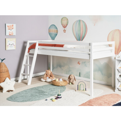 Beliani Mid Sleeper Bed Pine Wood ASCOUX 90 x 200 cm (EU Single) White 1