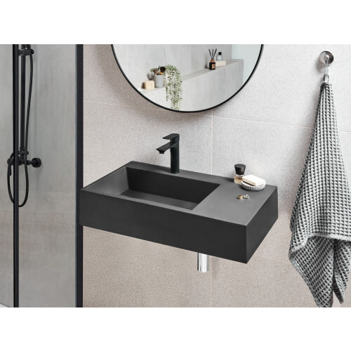 Beliani Wall Hung Basin CUSCO 750 x 430 mm Mineral Cast Black 1