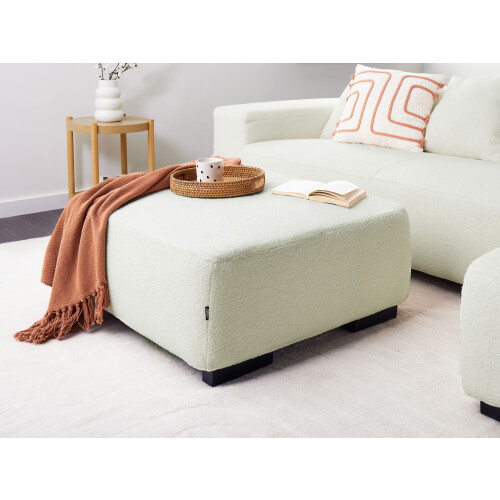 Beliani Ottoman LUNGO Boucle White 1