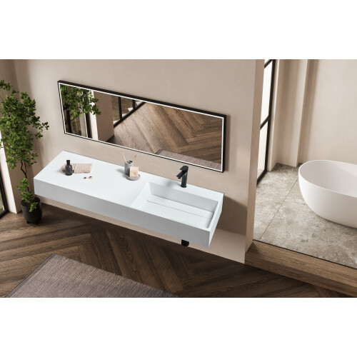 Beliani Wall Hung Basin CUSCO 1500 x 480 mm Mineral Cast White 1